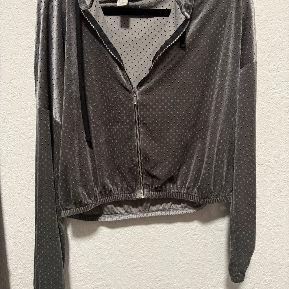Velvet Gray Zip-Up Hoodie